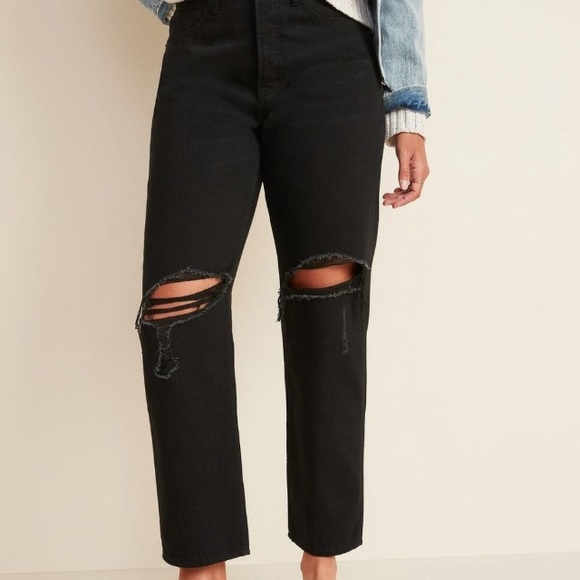 OLD NAVY EXTRA HIGH RISE BUTTON FRONT BOYFRIEND - Picture 2 of 11